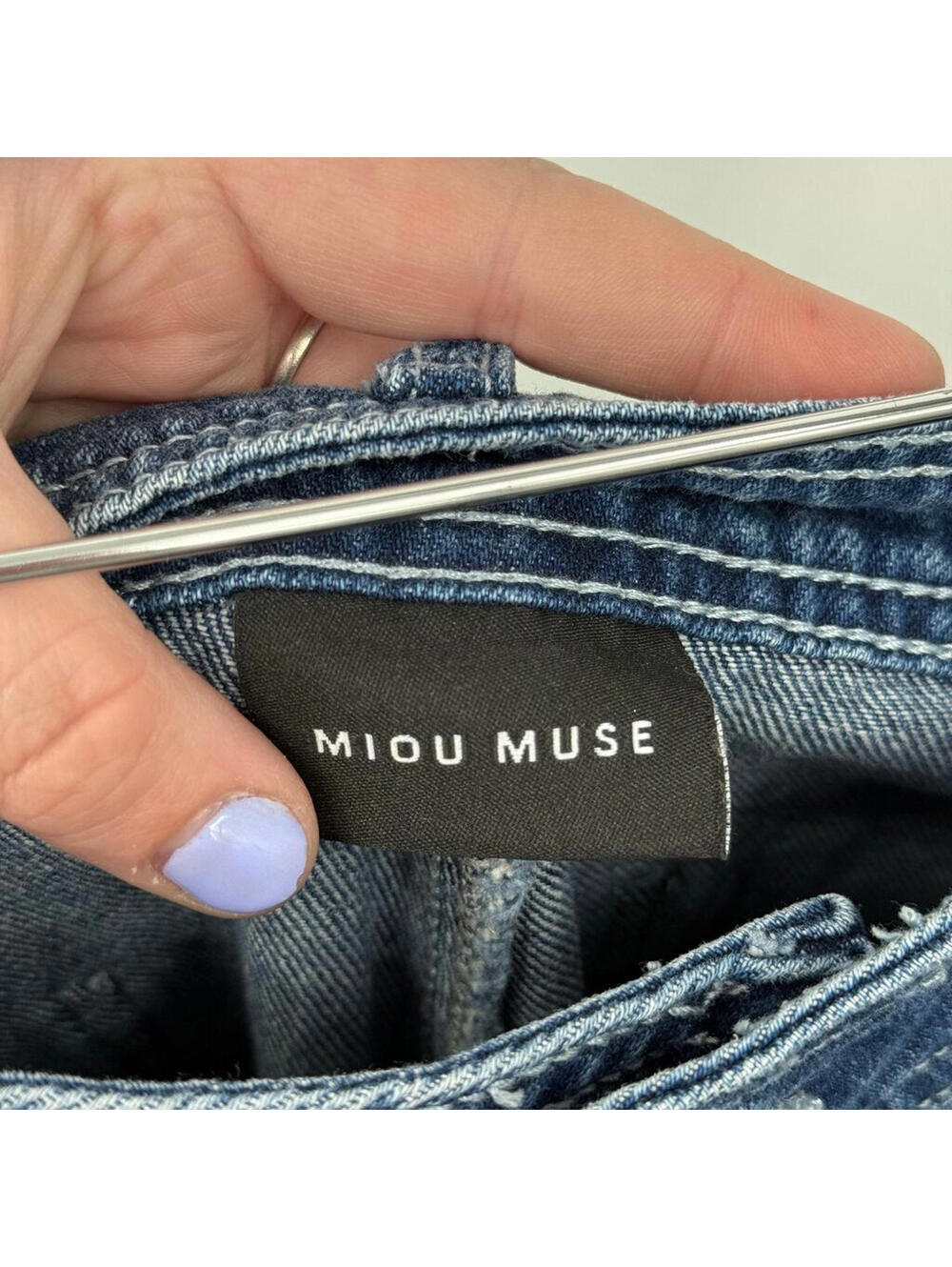 Women's Miou Muse High Rise Wide Leg Blue Jeans Small - Picture 3 of 5